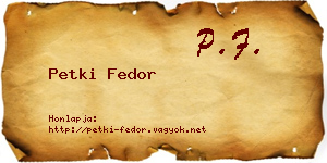 Petki Fedor névjegykártya